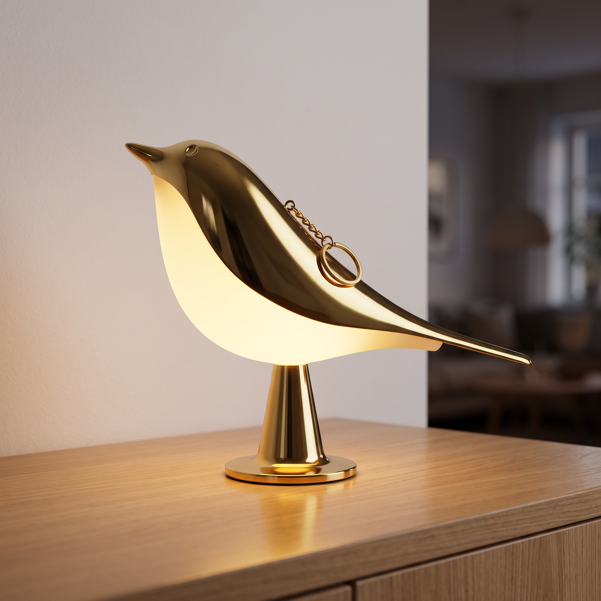 Cora in gold, switched on